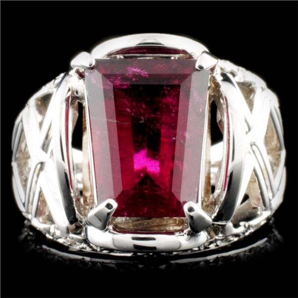 14K Gold 4.84ct Tourmaline & 0.25ctw Diamond Ring