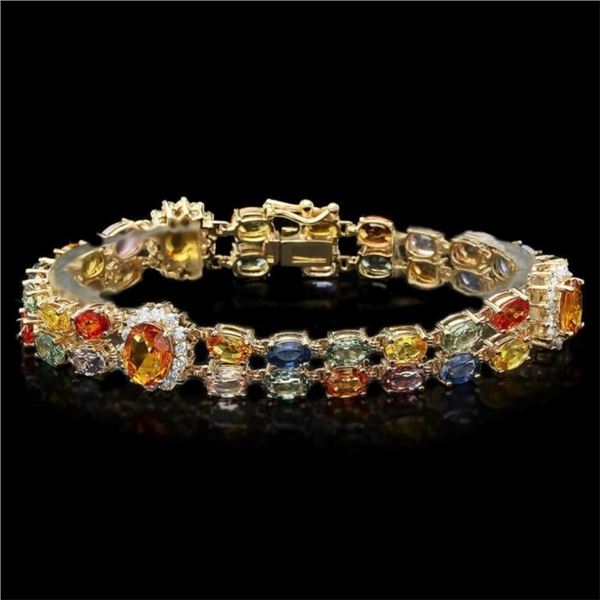 14k Gold 27.00ct Sapphire & 1.40ct Diam Bracelet