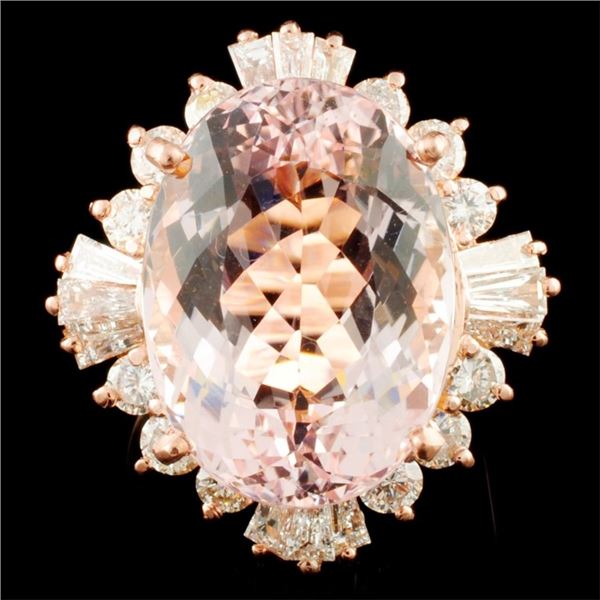 14K Gold 15.10ct Morganite & 2.18ctw Diamond Ring