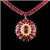 Image 2 : 14K Gold 64.20ctw Ruby & 0.76ctw Diamond Necklace