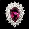 Image 1 : 14K Gold 1.80ct Tourmaline & 1.06ctw Diamond Ring