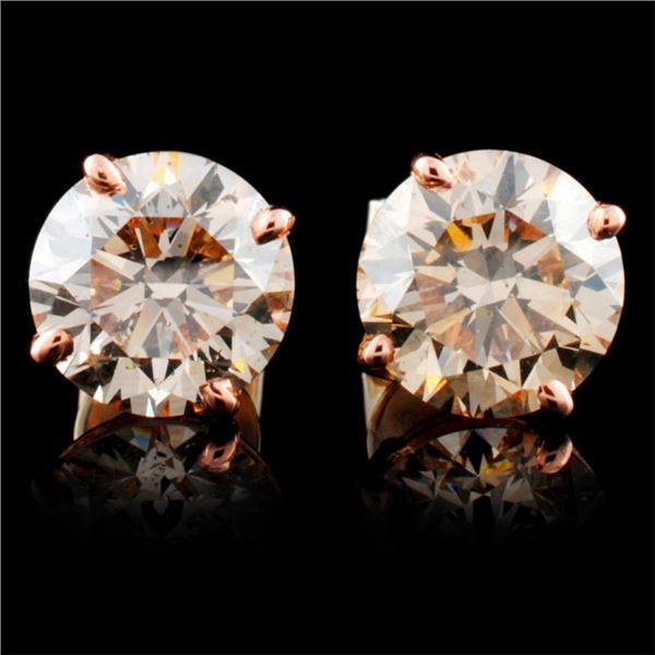 14K Rose Gold 4.06ctw Stud Diamond Earrings