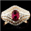 Image 1 : 18K Gold 0.84ct Ruby & 0.60ctw Diamond Ring