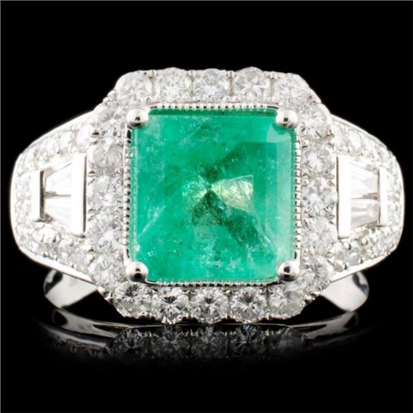 18K Gold 2.13ct Emerald & 1.11ctw Diamond Ring