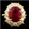 Image 1 : 14K Gold 5.61ct Ruby & 1.45ctw Diamond Ring