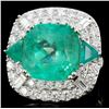 Image 3 : 18K Gold 12.21ct Emerald & 2.58ct Diamond Ring