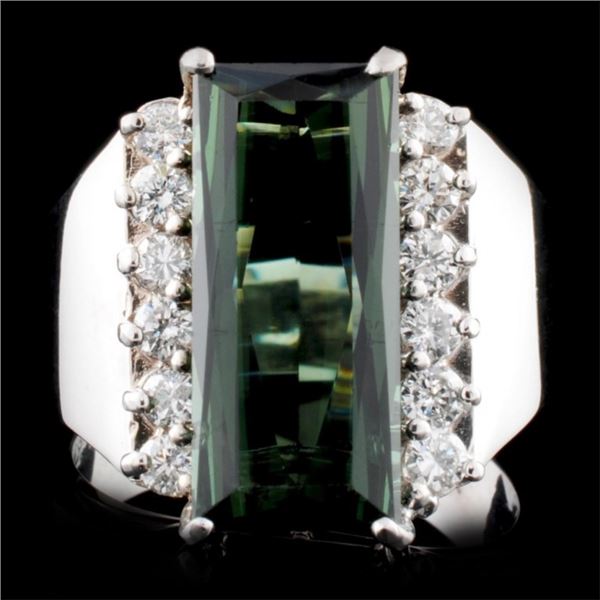 14K Gold 4.01ct Tourmaline & 0.48ctw Diamond Ring