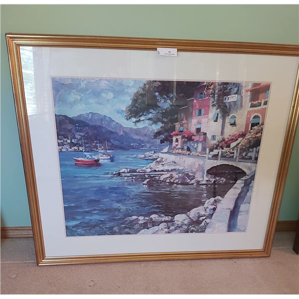 Print Of Harbor On The Lake (Artist Unknown) - 40.5W x 34.5H