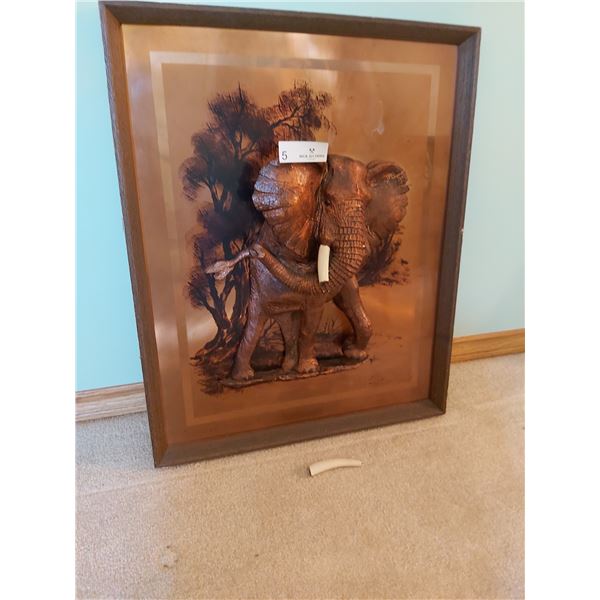 Brass Looking 3D Elephant Picture (Gastome Made) - 20 1/4W x 25 1/4H