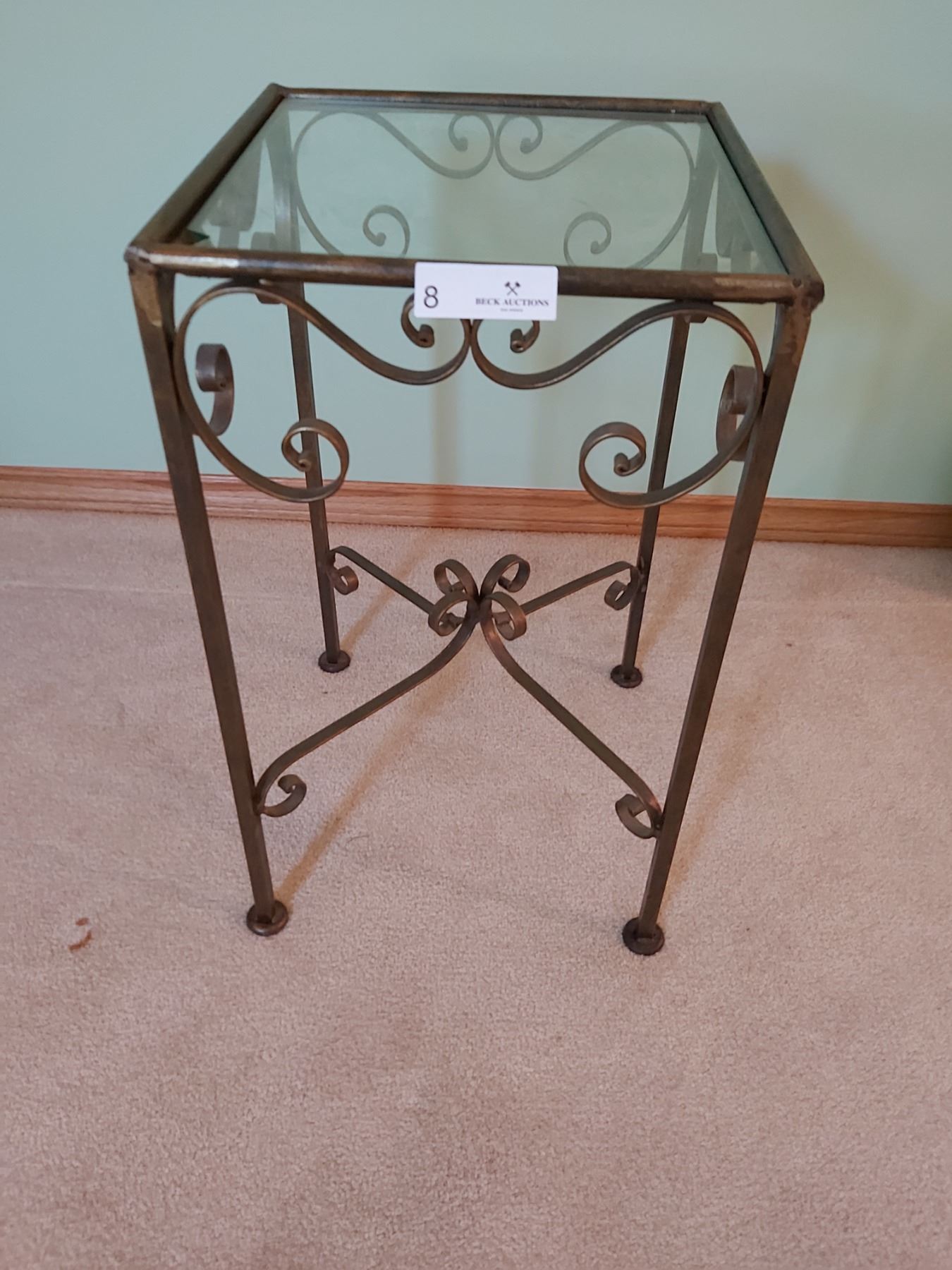 Metal With Glass Top Accent Table 13W x 13D x 22.5H