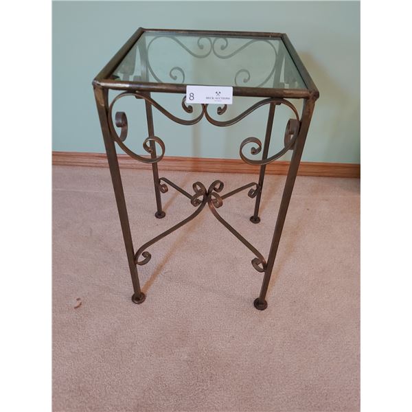 Metal With Glass Top  Accent Table - 13W x 13D x 22.5H