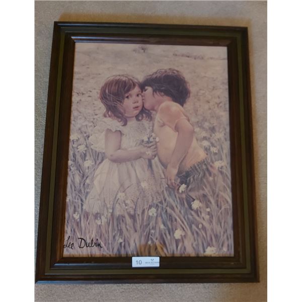 Print Of Two Children In Flower Field By Lee Dubin - 22W x 28.5H