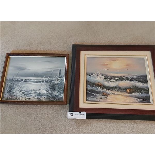 Two Framed Paintings Of The Ocean - 14 3/4W x 12 3/4H (Bigger Picture)