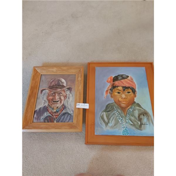 Two Paintings (One Aboriginal Boy And One Elder) By Ludvina - 16W x 19 1/4H (Boy)