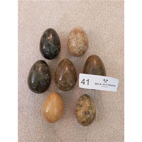 Seven Assorted Stone Eggs Beck Auctions Inc.