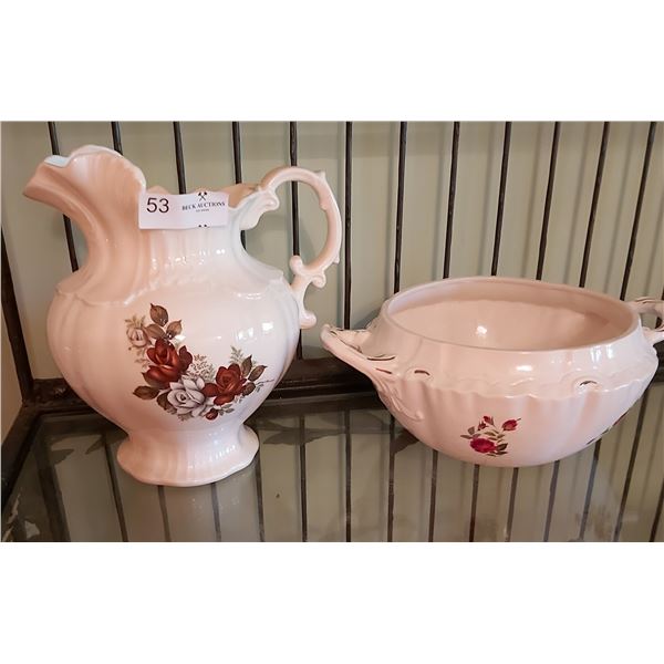 Glass Pitcher And Bowl With Handles