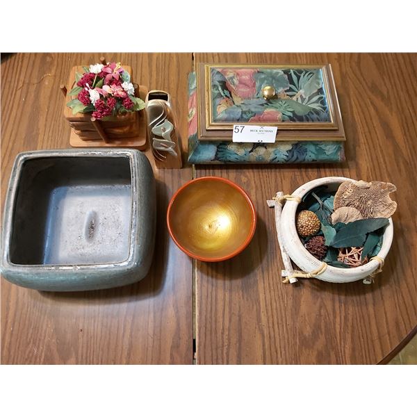 Assorted Home Décor - Coasters, Vases, Wood Box, And More