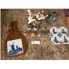 Image 1 : Delft Tile With Mini Red Rose Teapots And More