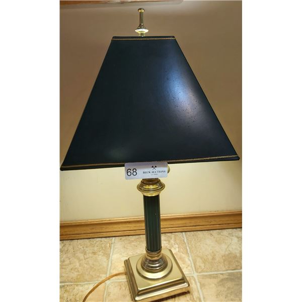Green And Gold Table Lamp - 24.5H x 11 In Diameter  (Tested)