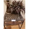 Image 2 : Small Accent Table With Two Fake Décor Plants - 15 1/4W x 15 1/4D x 18 3/4H