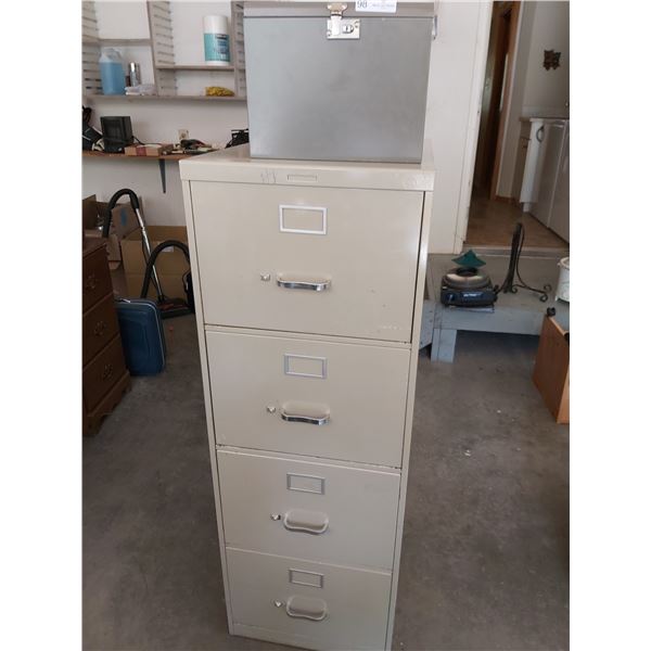 Four Drawer Filing Cabinet With Lock Box - 18L x 28.5D x 51H