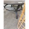 Image 2 : Round Metal Patio Table - 40 In Diameter x 19.5H With Two Wicker Plant Stands