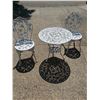 Image 1 : White Bistro Table And Two Chairs - 27 In Diameter x 26H