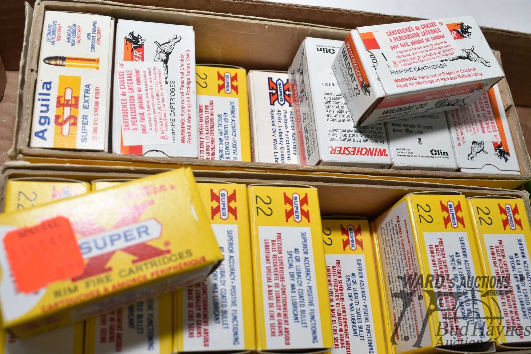 Count Boxes Twenty-Seven 50 count boxes of Winchester Super X .22 long, five 50 ...