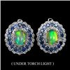 Image 1 : Natural Ethopian White Opal & Blue Sapphire Earrings