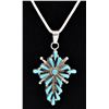 Image 1 : Zuni Sterling Turquoise Cross Pendant Necklace