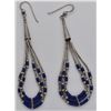 Image 3 : Navajo Liquid Silver and Lapis Bead Earrings