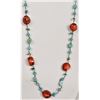 Image 3 : Turquoise & Coral Nugget Necklace and Earrings