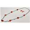 Image 5 : Turquoise & Coral Nugget Necklace and Earrings