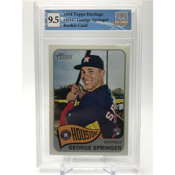 2014 TOPPS HERITGAGE GEORGE SPRINGER ROOKIE CARD (GCG9.5)