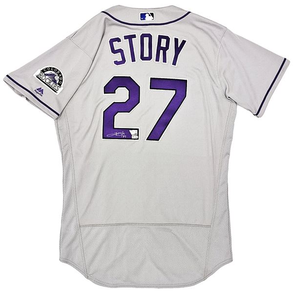 Colorado Rockies Trevor Story Autographed Majestic Authentic Flex Base Jersey Size 48 Fanatics Holo