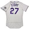 Image 1 : Colorado Rockies Trevor Story Autographed Majestic Authentic Flex Base Jersey Size 48 Fanatics Holo