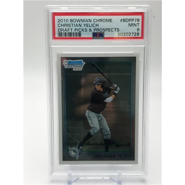 2010 BOWMAN CHROME DRAFT PICKS & PROSPECTS #BDPP78  CHRISTIAN YELICH  PSA GRADED 9