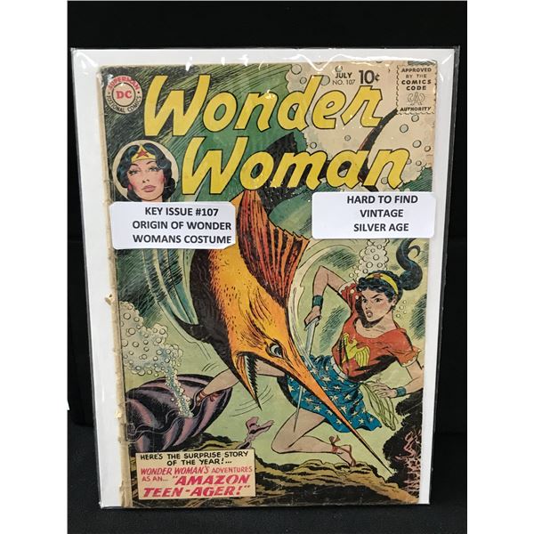 DC COMICS NO.107 WONDER WOMAN (ORIGIN OR WWONDER WOMAN COSTUME, VINTAGE SILVER AGE)