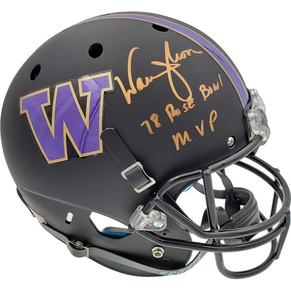 WARREN MOON SIGNED WASHINGTON HUSKIES FULL SIZE FOOTBALL HELMET (BECKETT COA)