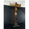 Image 1 : Nicely Detailed Hand Carved and Painted Wooden Totem Pole approx. 48" high