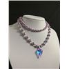 Image 1 : Lavender & Iridescent Beaded Necklace w/Iridescent Pendant