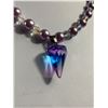 Image 2 : Lavender & Iridescent Beaded Necklace w/Iridescent Pendant