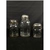 Image 1 : 3 Vintage Atlas Canning Jars, various Sizes w/ Glass Lids