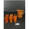 Image 1 : Vintage Carnival Ware Pitcher w/ 6 Matching Glasses