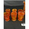 Image 2 : Vintage Carnival Ware Pitcher w/ 6 Matching Glasses