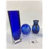 Image 2 : 4 Pieces Of Vintage Cobalt Blue Art Glass