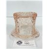 Image 2 : Vintage Fenton Buttons & Bows Pressed Glass Top Hat - Pink Tinge To Clear