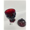 Image 2 : Vintage 1970's Luminarc France Ruby Red Glass Egg Shaped Lidded Candy Dish