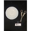 Image 1 : Vintage Brama England Grape Scissors & Milk Glass Hobnail Plate