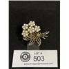 Image 1 : Signed "Coro" 1950's Rhinestone & White Bead Brooch